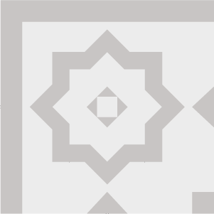 Border corner tile Nova Esquina with diamonds and rhombi, stars and radial forms, key patterns and paths